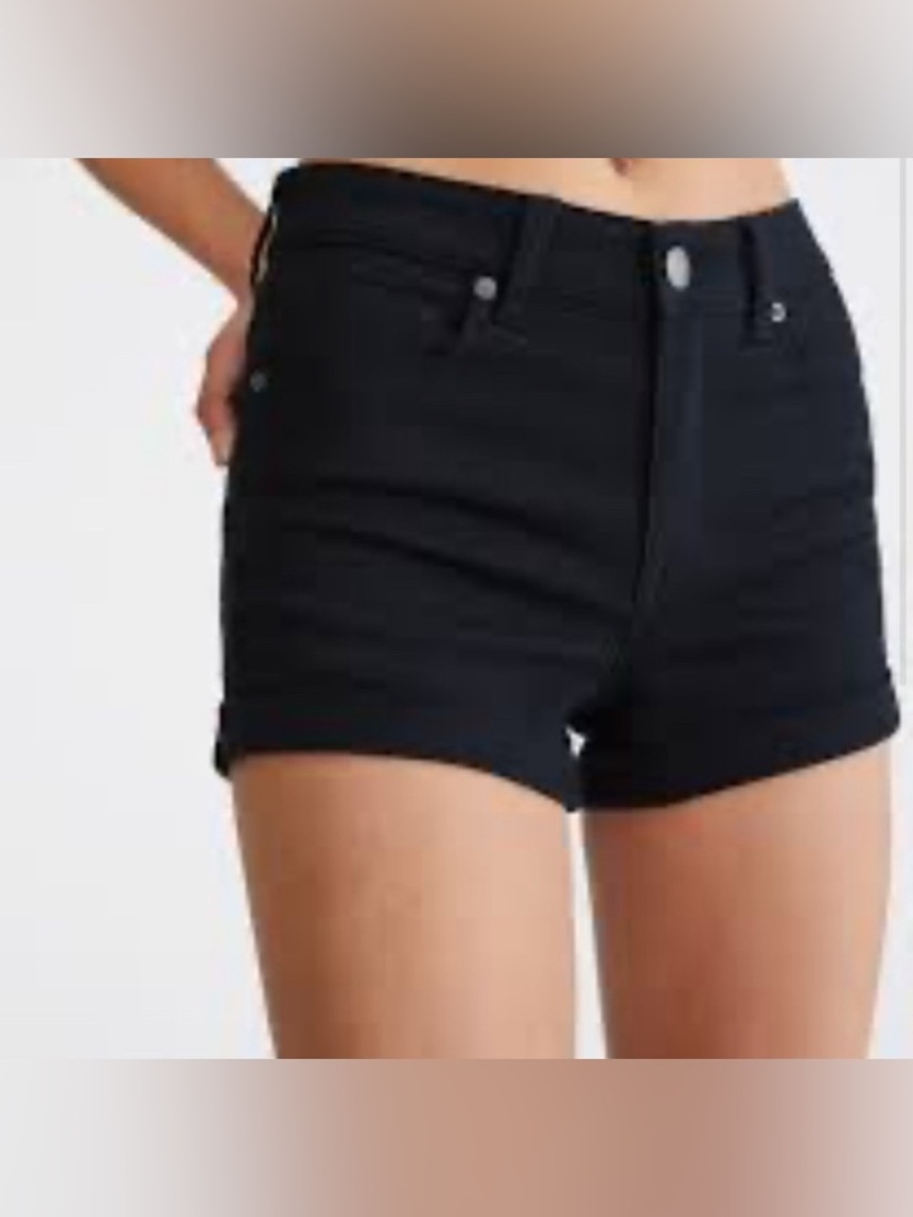 Black Jean Shorts Stretch Cuffed Everyday Casual Wear festival
